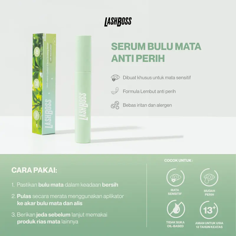 LashBoss Lash and Brow Serum for Sensitive Eyes (Gel-Based) Serum Penumbuh Bulu Mata dan Alis untuk Mata Sensitif yang bisa Membantu Perawatan Eyelash tanpa Maskara Serum Bulu Mata 1