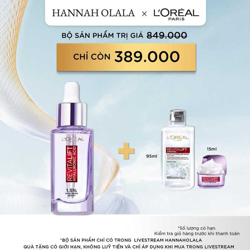 LOREAL x Hannah - Serum dưỡng cấp ẩm, căng mướt da Revitalift 1.5% Hyaluronic Acid L'oreal Paris Serum 30ml