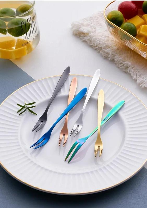 Product Introduction of Stainless Steel Fruit Fork Household Golden Fruit Western Dessert 7