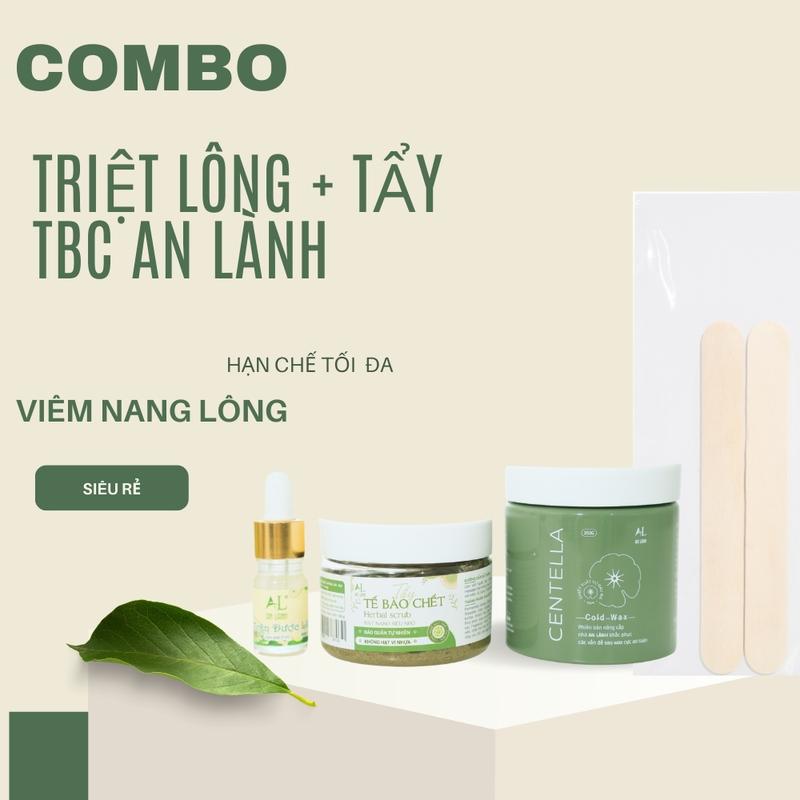 COMBO TRIỆT LÔNG HỖ TRỢ GIẢM VIÊM NANG LÔNG Wax lạnh loại bỏ tận gốc chân lông tay chân bikini kết hợp tẩy tế bào chết từ mật ong lên men chùm ngây nem tránh mọc ngược giảm thâm nách mông ben...