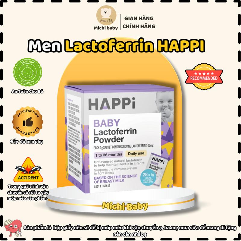 Men Happi Bổ Sung Lactoferrin Tăng Đề Kháng (hộp 28 gói x 1gr) - Michibaby MC701