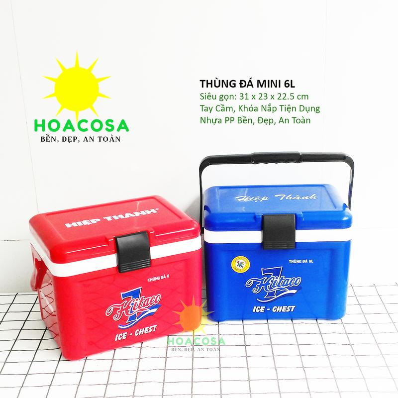  Thùng Đá Mini 6L   6 Lít  -Có Khóa Nắp Tay Cầm Nhỏ Gọn Tiện Lợi Giữ Đá Lâu- Đồ Gia Dụng Hoacosa 