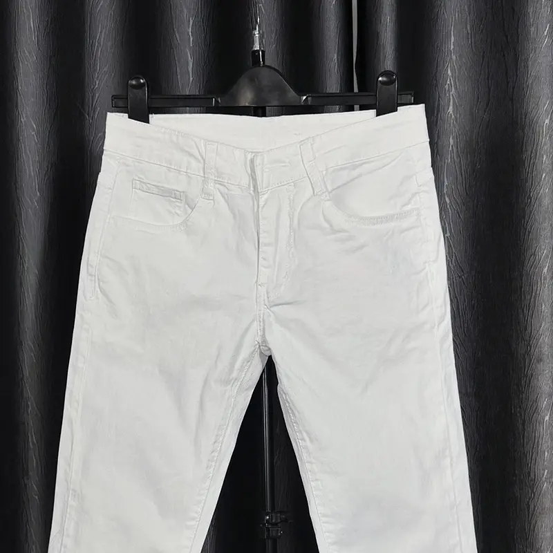 Quần jean nam trắng trơn jean thun co giãn form ôm Menswear Pants Có Túi 2