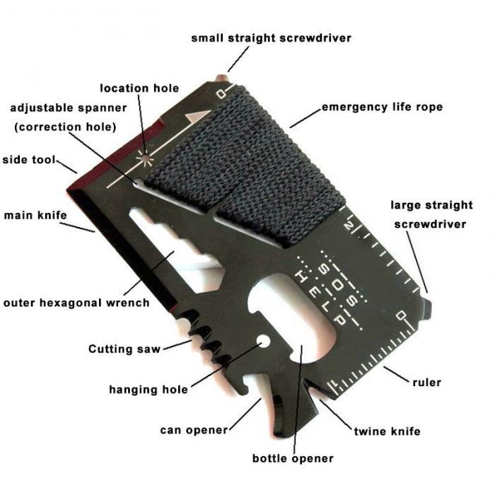 Product Introduction of EDC Credit Card Multifunctional Pocket Hunting  Outdoor Sports Camping Hiking Survival Rescue Emergency Tools Multi Tool 32