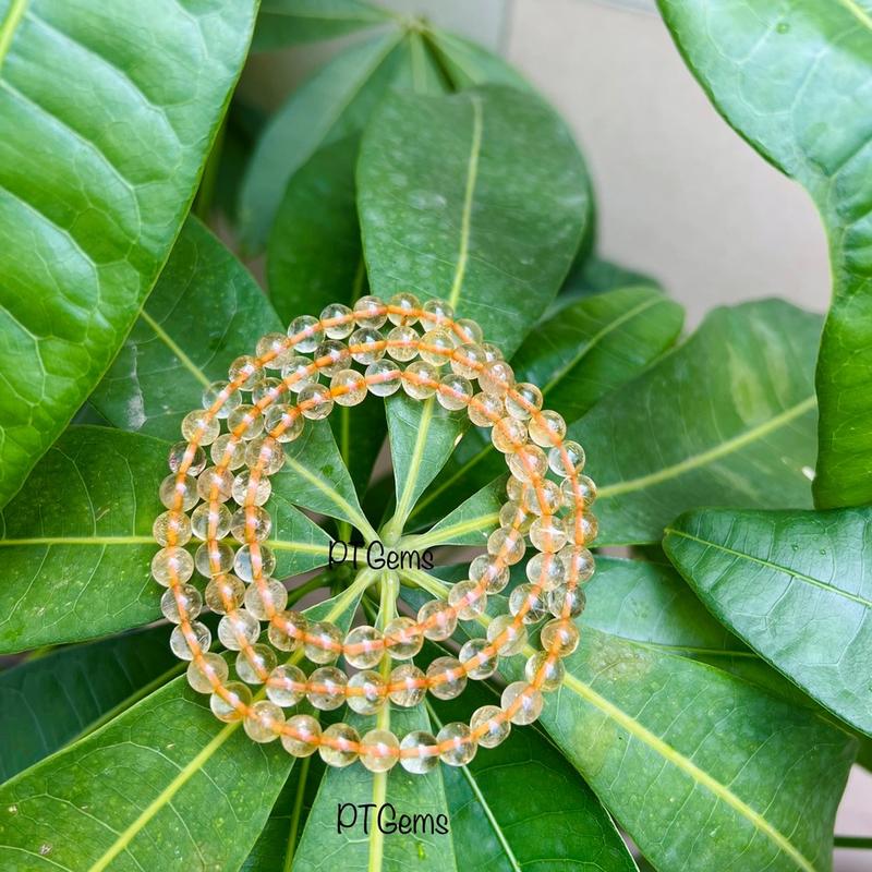 Vòng Tay t.anh Tóc Vàng 6mm hợp mệnh Thổ- Kim đeo 3 vòng tay hoặc vòng cổ - PTGems 4