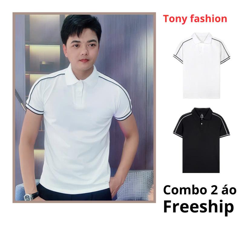 Áo polo nam - TN18- [SIÊU SALE] áo thun nam cổ bẻ chất liệu poli cá sấu co giãn mềm mát, trẻ trung thanh lịch- TONY FASHION Trắng Shirt Ngắn Tay Menswear Kem hàn quốc áo polo Nhung