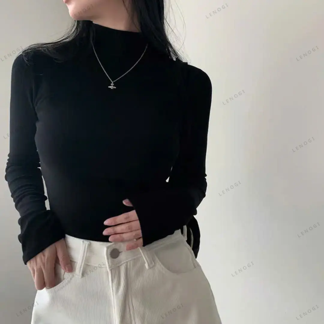 Áo cổ 3p cotton zip LÓT LÔNG Lenogi áo giữ nhiệt cổ ba phân ôm body A95 Thun Nữ | BigBuy360 - bigbuy360.vn