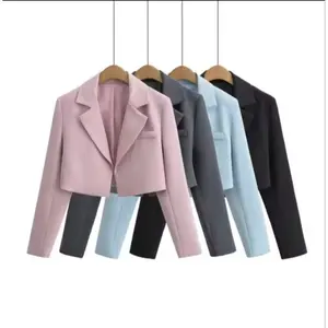 Blazer Crop Wanita/ Cropped Blazer wanita korean  / Crop top Kerja High Panjang