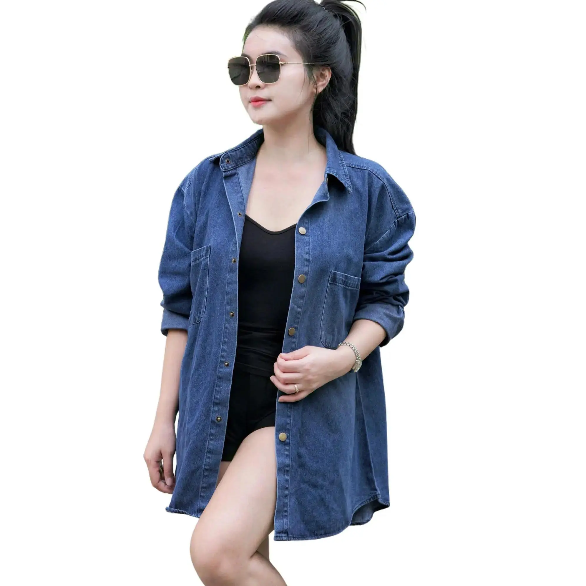Áo khoác jeans,Áo choác choàng nam nử.Áo sơ mi nử fom rộng siêu xinh -ms 168