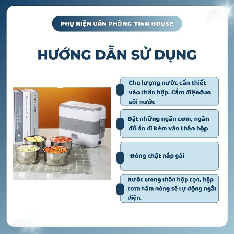 Hộp Cơm Giữ Nhiệt Cắm Điện Hâm Nóng Tự Nấu Chín Thức Ăn - Cặp Lồng Cơm Giữ Nhiệt Tiện Lợi An Toàn Máy Làm Sữa Máy Pha Sữa 6