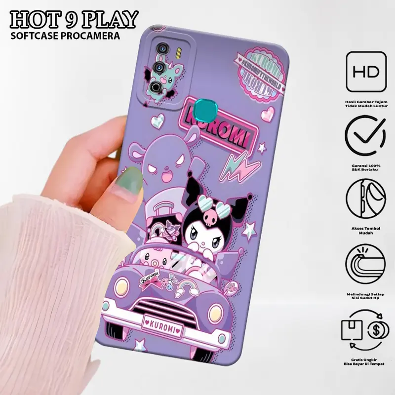 Case Hp Infinix Hot 9 Play Motif Kuromi - Silikon - Kesing - Case  - Softcase - Cover - Cover Hp 5