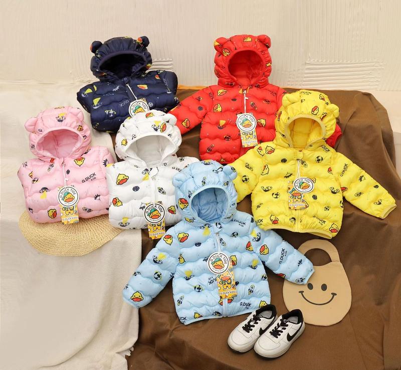 Áo khoác cho bé, áo phao gấu họa tiết hoạt hình cho bé trai bé gái mặc đi học đi chơi  size 9-20kg   áo khoác & áo choàng