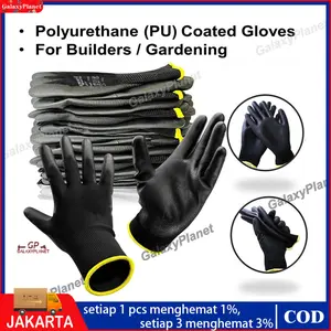 [12 Pasang] Sarung Tangan Safety Nilon Lapis Nitril Palmfit Palm Fit Keamanan kerja