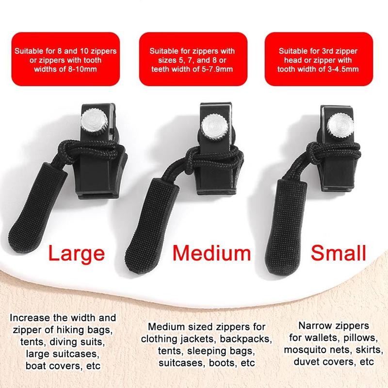 Product Introduction of 2/6/10 Pieces Zipper Repair Kit Universal Instant Zipper Repair Replacement Zipper Sliding Teeth Rescue Zipper Head For 3 Sizes 11