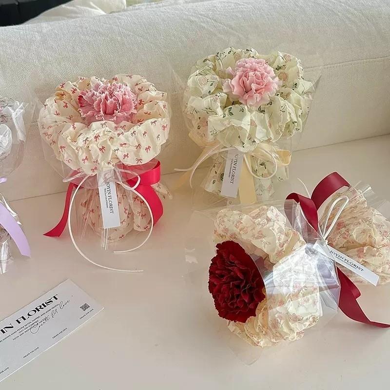 Tập 20 Tờ Giấy Nhăn Bó Hoa, Bọc Quà Họa Tiết Hoa Nhí, Nơ Xinh Xắn, Giấy Lót, Mếch Nến, Giấy Vò Loại 1 5