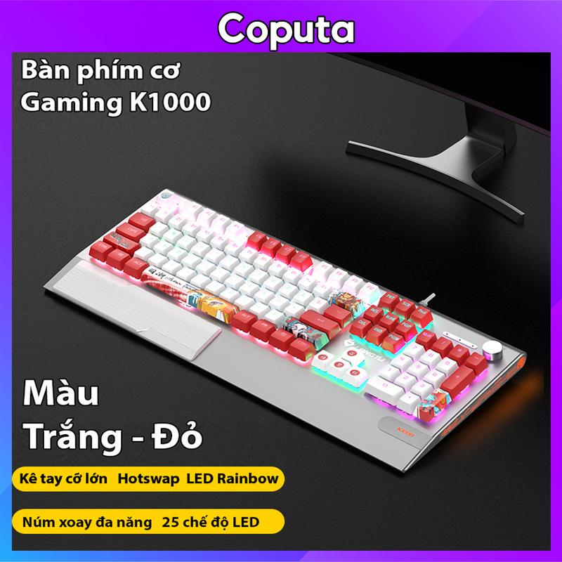 Bàn phím cơ Coputa bàn phím máy tính chơi game có dây full LED Langtu K1000