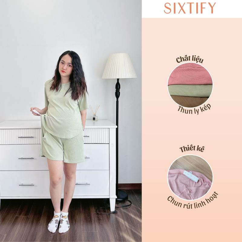 SIXTIFY - Bộ Đồ Bầu Mặc Nhà Mùa Hè Chất Thun Ly Kép Siêu Mát, Thoáng Khí, Co giãn Tốt Nữ Women