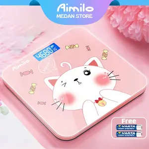 Aimilo - Timbangan Badan Digital Kartun Pengukuran Akurat Timbangan Layar LCD Berat Max 180kg