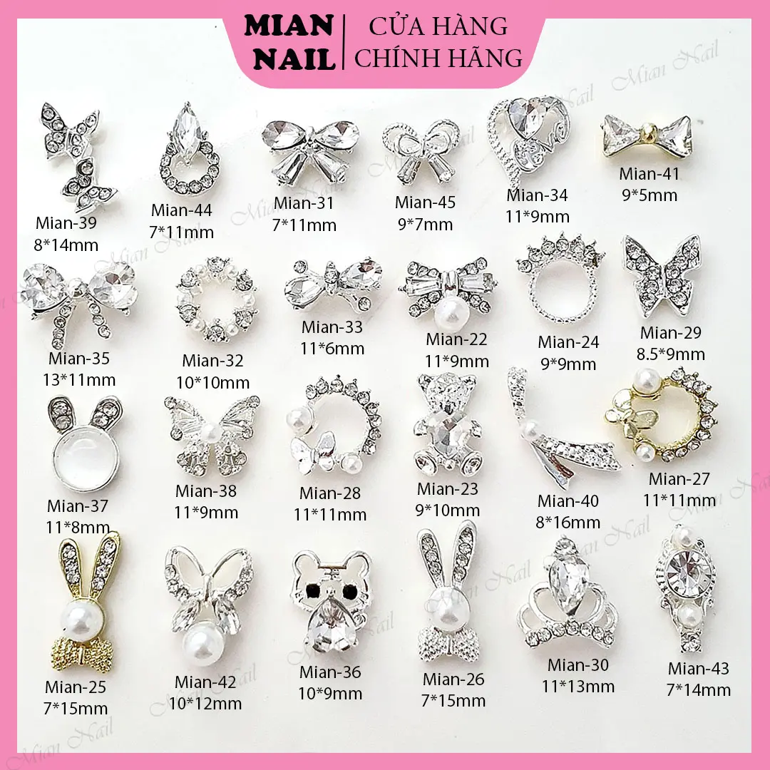 Charm tim charm bươm' charm đồng hồ thỏ charm nail  gắn móng đính móng trang trí móng tay [Bảng 2] MIAN