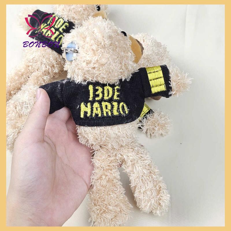Ghim cài phụ kiện gấu teddy lông xù mặc áo đen cá tính- phụ kiện thời trang 0