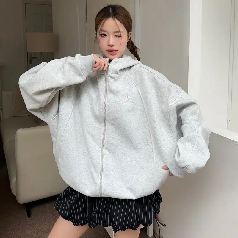 Áo Hoodie zip Nỉ Kéo Cổ Cao YC1996 - áo khoác dây kéo cổ cao thêu 0