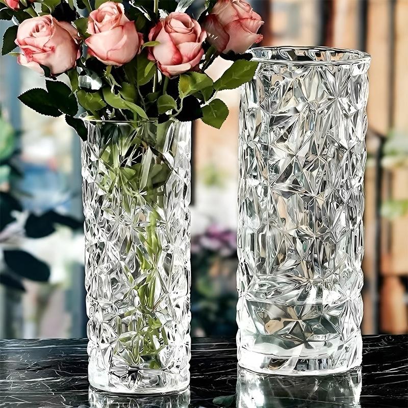 Lọ Hoa TRỤ Cao 25 Cm TRẮNG ( Họa tiết ngẫu nhiên) Thủy tinh sang trọng, Đẳng cấp, tô điểm cho căn nhà bạn.