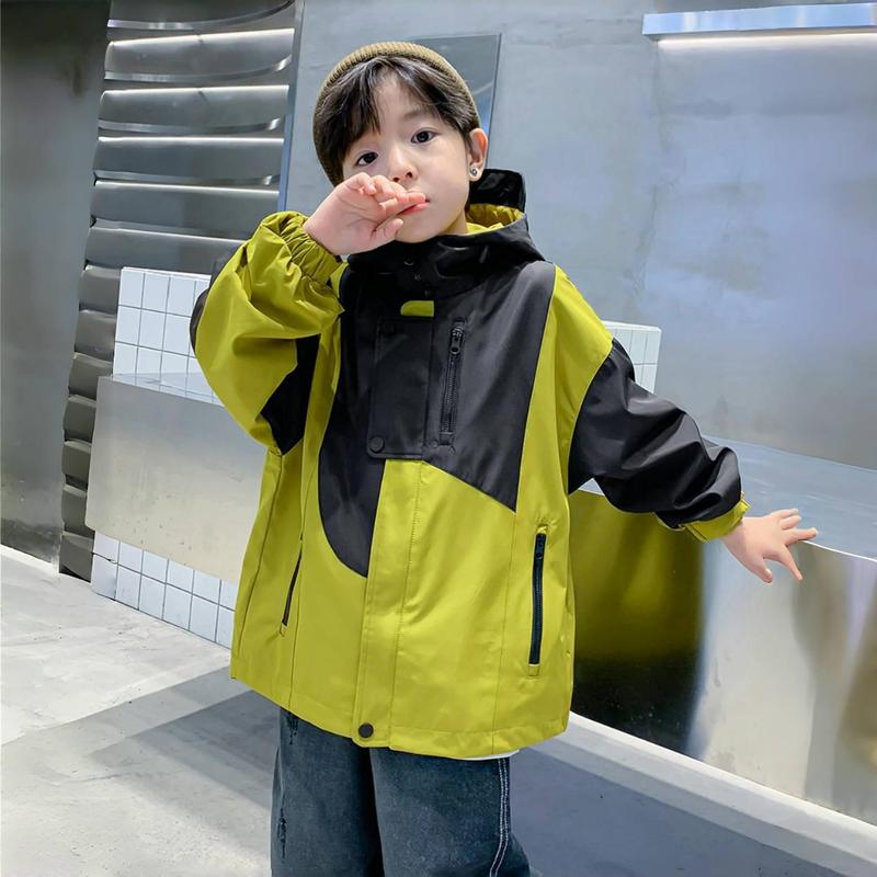 Áo Khoác Gió Bé Trai Màu Vàng Đen Có Mũ Chống Gió | Áo Khoác Thu Đông Bé Trai Thời Trang | Size 120–170