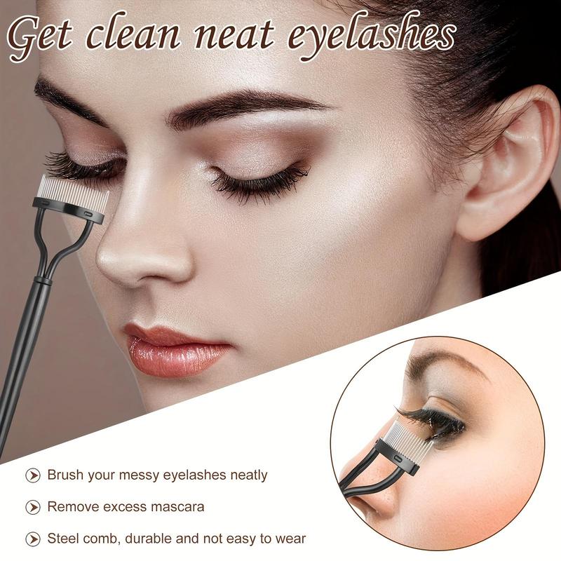 Eyelash Curler & Eyebrow Brush Kit, 1 Count Eyelash Curler & 1 Count Comb & 1 Count Double-sided Eyebrow Brush & 3 Counts Mascara Brush & 6 Counts Curler Pad 3