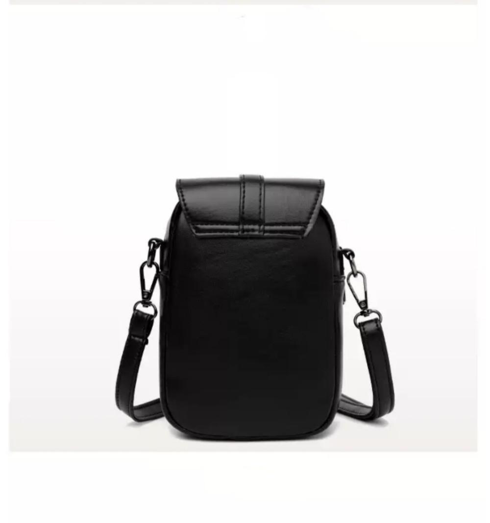 MANONI SHOP - TAS SELEMPANG WANITA MODEL KOREA DESAIN TAS KECIL MINI SLINGBAG TAS HP WANITA BAHAN KUALITAS IMPORT MOTIF JAHIT Kulit PU BISA COD Kanvas Hitam