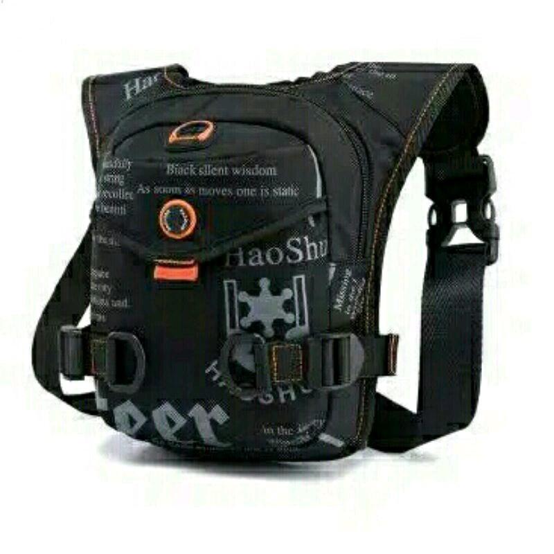 Tas Selempang Pria Sling bag Tas paha multifungsi Waistbag Hitam Pinggang 0