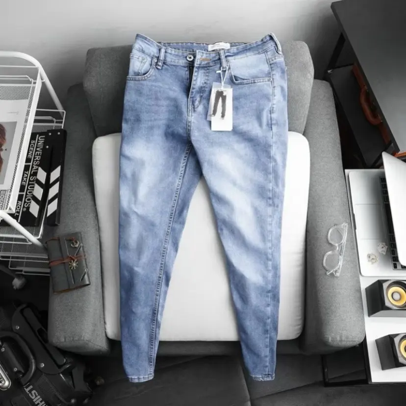 Quần Jean Nam Màu Xanh Bạc Chất liệu Co Giãn Tốt Form Dáng Chuẩn Size Denim A3839 Menswear Pants Có Túi