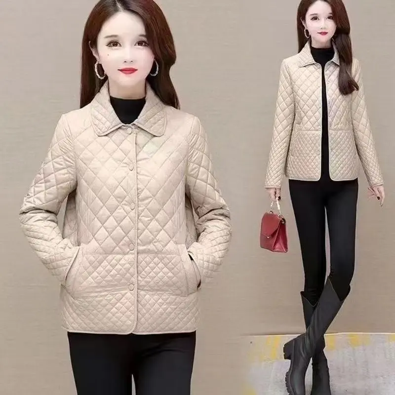 Áo Khoác Đệm Bông, Quần Áo Cotton Cho Nữ, Mùa Thu Và Mùa Đông, Chần Bông Hình Thoi, Mỏng Và Nhẹ, Áo Khoác Độn Bông, Lót Lông Cừu, Dày Dặn, Áo Khoác Nhỏ Hàng Mới Về 2025 Top Jacket Women Thun