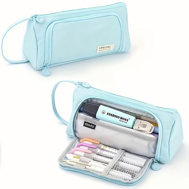 Product Introduction of Large Capacity Triangle Oxford Cloth Pen Case, 1 Count Durable Stationery Storage Bag, Stationery Organizer for School, Office and Travel 5
