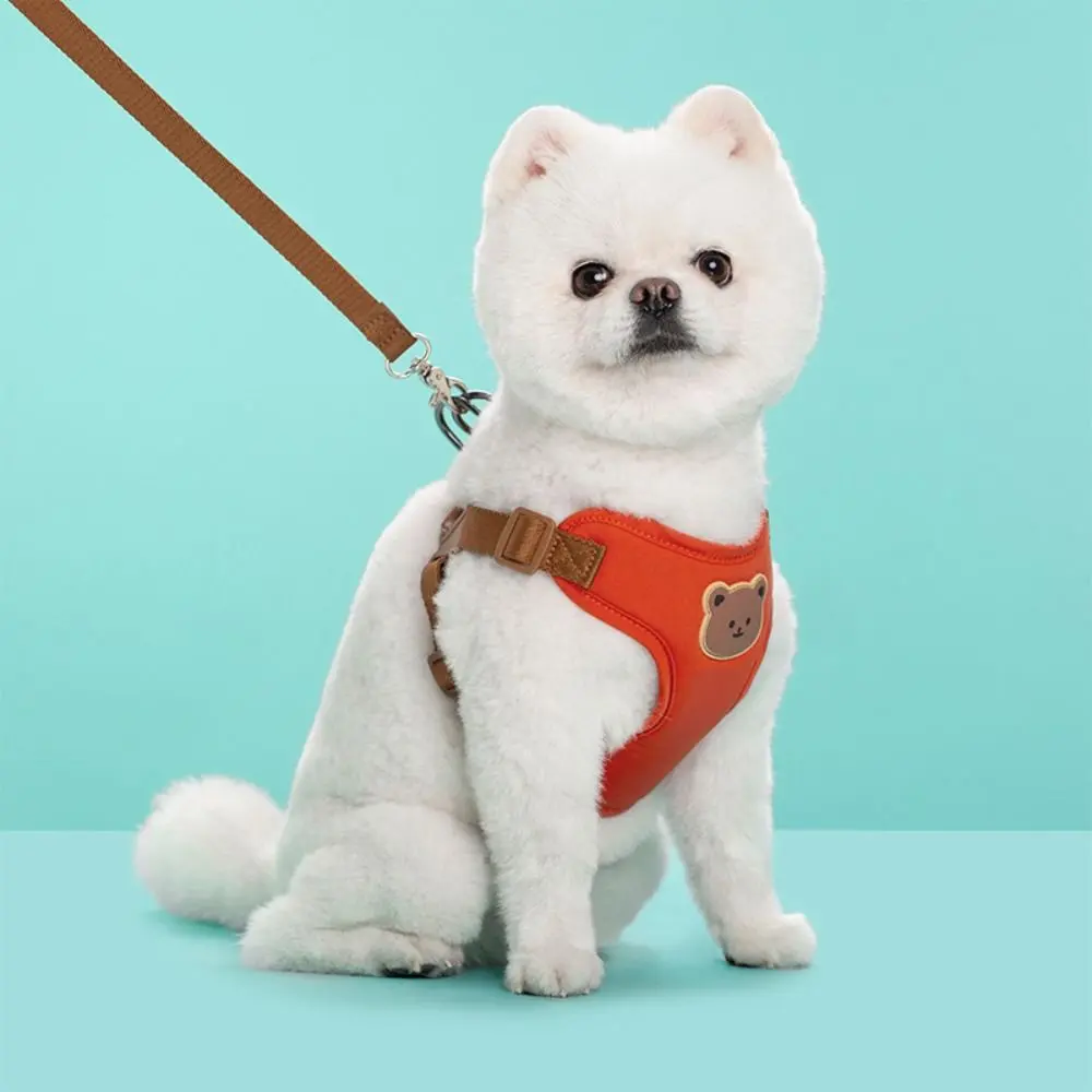 Pet Traction Belt Cute Pet Harness Leash Anti-Escape Adjustable Dog Collar Harness No Pull Cat Chest Strap Vest Outdoor Walking Travel