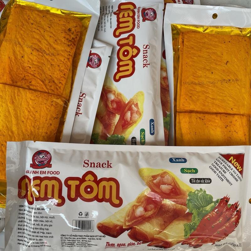    Bịch 30 gói  Snack Nem tôm Ba anh em Food Ăn Vặt 
