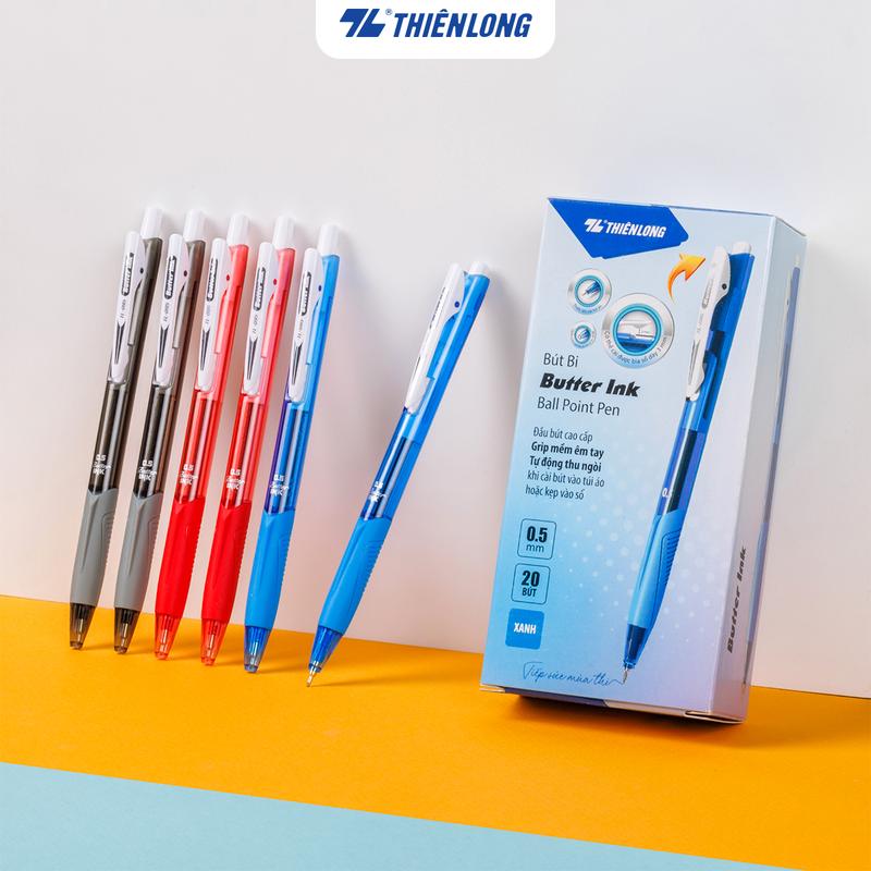 Combo 5 10 20 Bút bi Thiên Long TL-095 Butter Ink - Viết bi ngòi 0.5mm kiểu dáng hiện đại cầm tay thoải mái nét đều trơn