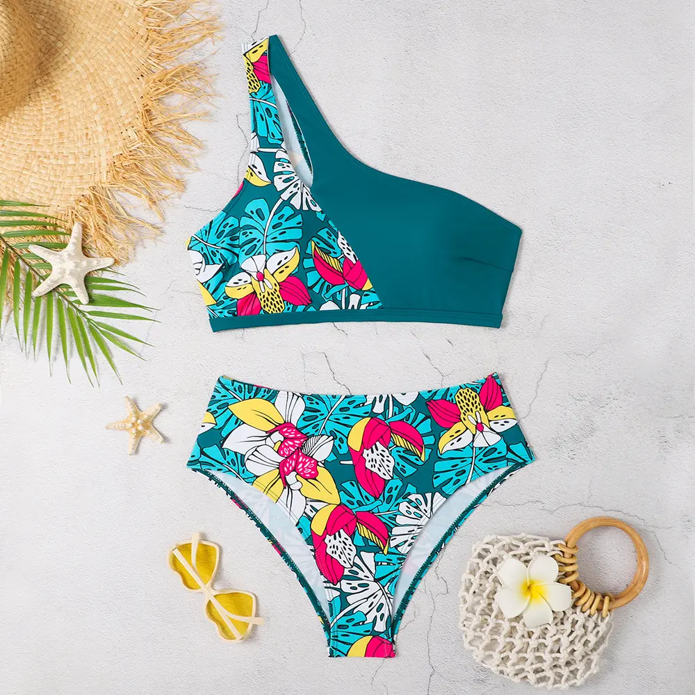 New printed bikini split swimsuit two-piece set European and American fashion sexy bikini swimsuit suit women