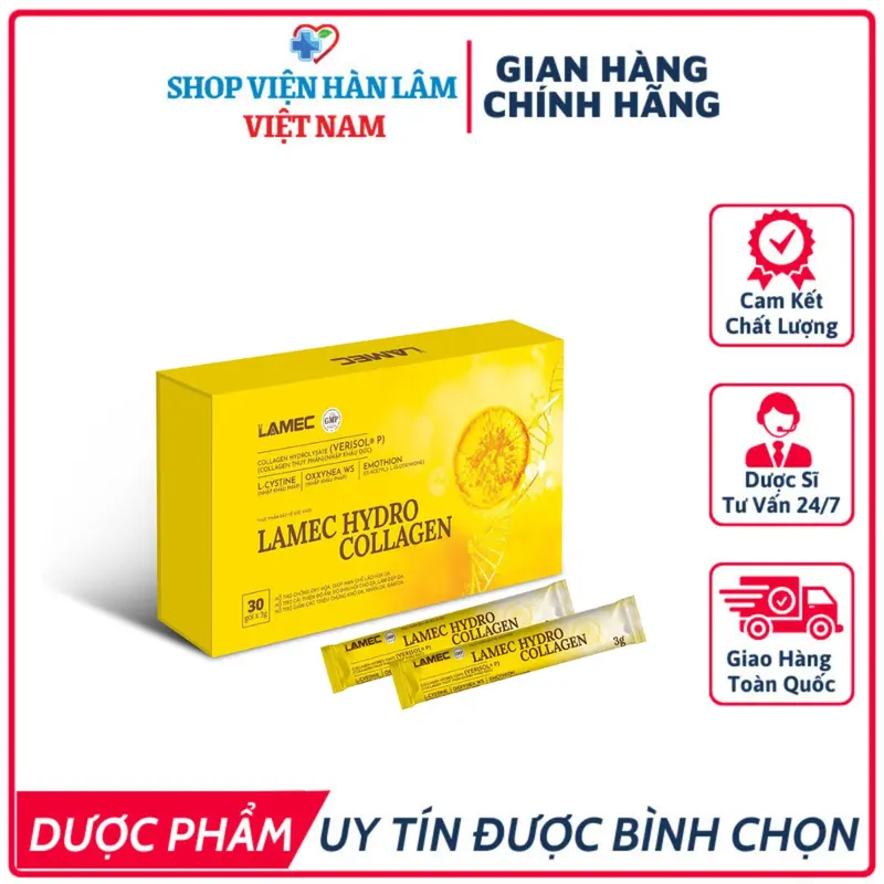 Lamec Hydro Collagen Hộp 30 Gói Giúp Bổ Sung Collagen Cho Da, Cải Thiện Độ Đàn Hồi Cho Da 0