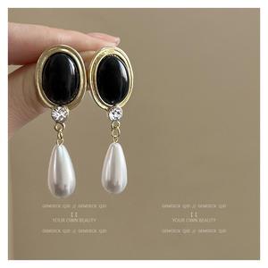 Hoa Tai Ngọc Trai Giọt Nước, Phong Cách Zhong Chuxi, Kim Bạc Cổ Điển Cổ Điển Giá Cả Phải Chăng, Sang Trọng, Cao Cấp, Dát Kim Cương, Kẹp Tai Không Xỏ Lỗ