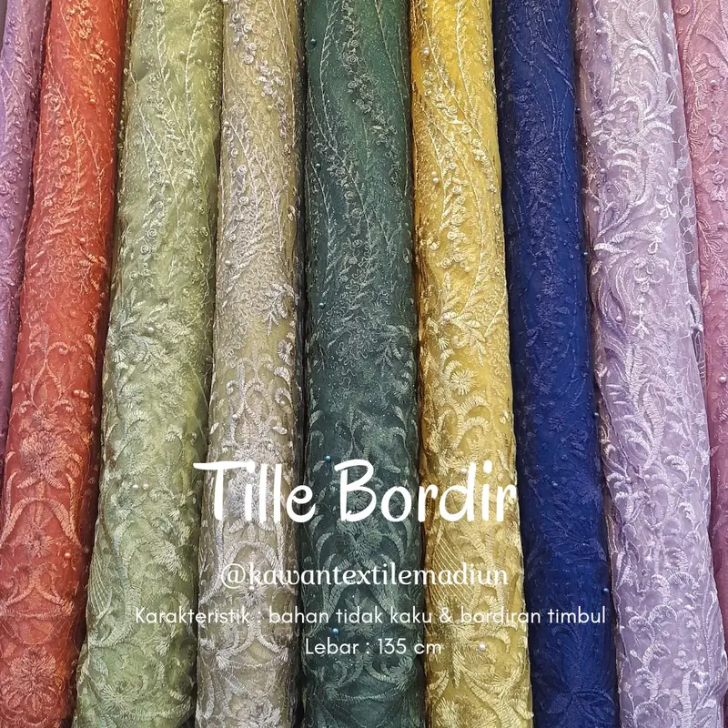 Tille Bordir/Kain Tille Bordir/Tile Bordir/Harga per 0,5m 1