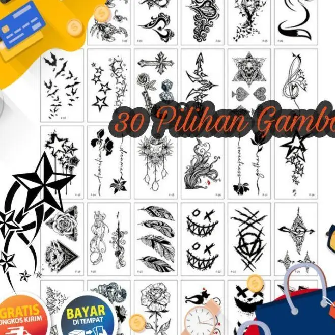 Tato Temporer Tribal Naga Bintang Keren Kecil 10x6 cm FREE STIKER TATO RANDOM Temporary Tatto