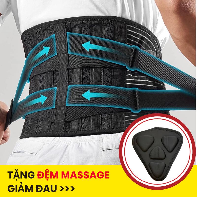 Đai Lưng Bảo Vệ Cột Sống Giúp Giảm Đau Lưng với 6 Thanh Thép Hỗ trợ, Thoáng Khí có thể sử dụng hàng ngày, Hỗ trợ điều trị Thoái Hóa Cột Sống, Thoát Vị Đĩa Đệm