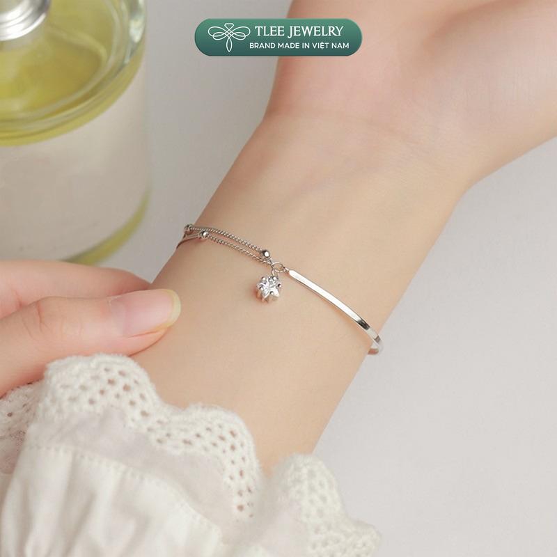 Product Introduction of Lắc tay bạc nữ TLEE dây kép bi nối thanh bạc nhỏ ngôi sao đá sáng lấp lánh TLEE JEWELRY LT0227 1