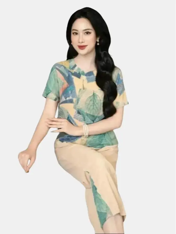 Đồ bộ mặc nhà B9 Loudra shop  Đồ Bộ Trung Niên cho mẹ , Bộ Cổ Tàu Vải Luạ Nhập cao cấp Đồ bộ cho mẹ, mềm mịn thoáng mát, thấm hút mồ hôi Xanh Nhung