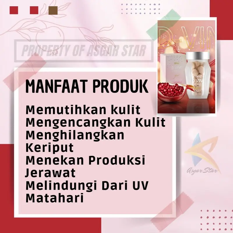 PROMO DVine D-vine Divine Collagen original asli Pemutih Kulit isi 30 butir Supplement Kecantikan & Kecantikan Original 1