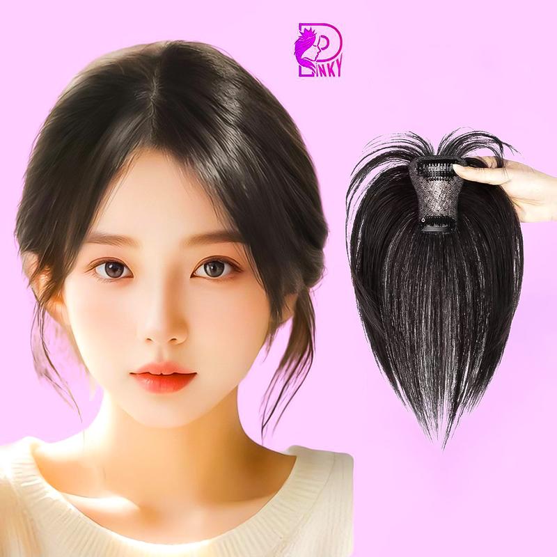 Tóc giả che hói mái ngôi giữa, tóc mái giả sợi tơ cap cấp, tóc che hói phủ bạc cao cấp Wig Women