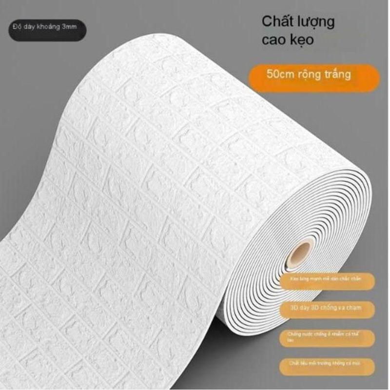  Cuộn 5m*50cm Xốp dán tường nhiều màu sắc  rộng 50cm dài 5m sẵn keo bóc dán trang trí nhà cửa 