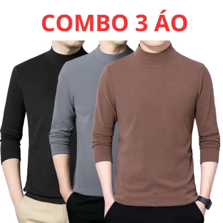 COMBO 3 ÁO Giữ nhiệt lót nỉ Nam Nữ thu đông cổ cao 3 phân ấm áp co giãn 4 chiều thanh lịch nhiều màu Menswear