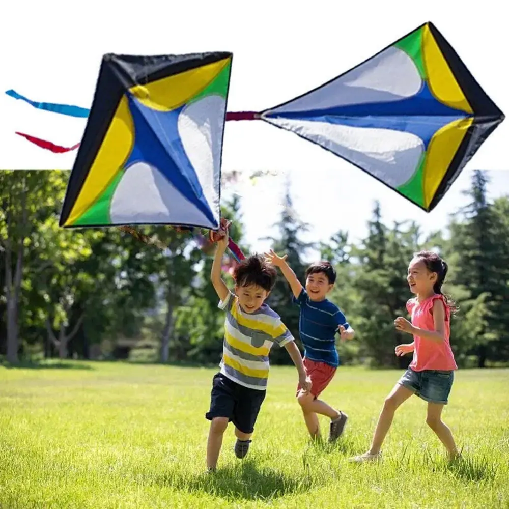 Stunt kite Diamond Shaped Kite with Long Tail Colorful Flight Kite Easy To Fly Primary Stunt Kite Enhance Coordination for Children Kids