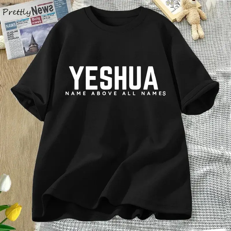 Vintage Yeshua Christian T-Shirt Women's Faith Tshirt Jesus Cotton Long Sleeve Letter Print T Shirt Unisex Streetwear God Peak